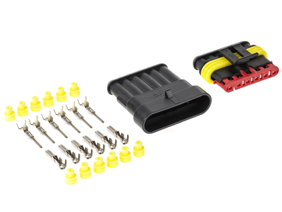 Hermetische connector set - 12 tot 24 Volt - 6 pin superseal - IP67 Hermetische connector set - 12 tot 24 Volt - 6 pin superseal - IP67